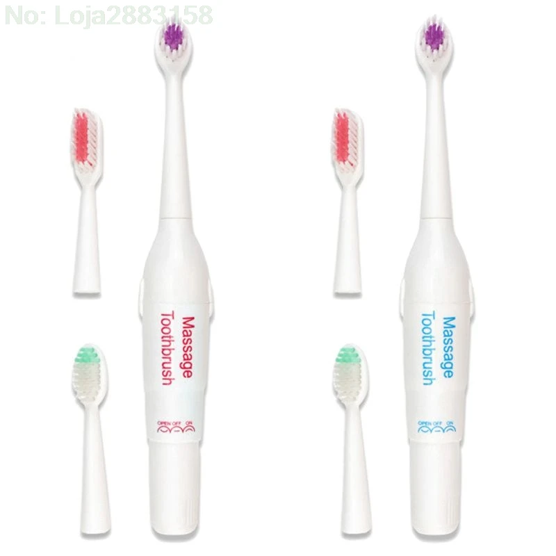 Adults Electric Massage Toothbrush 3 Head Replacement Battery Operated Portable | Красота и здоровье