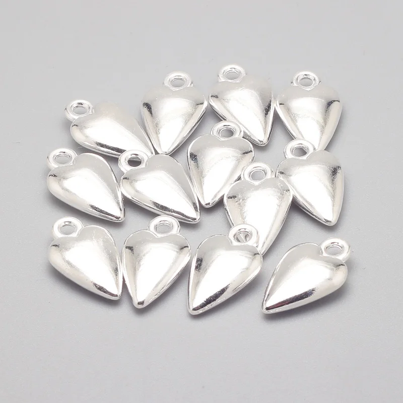 Silver Plated Metal Zinc Alloy Hearts Charms For DIY Jewelry Hearts