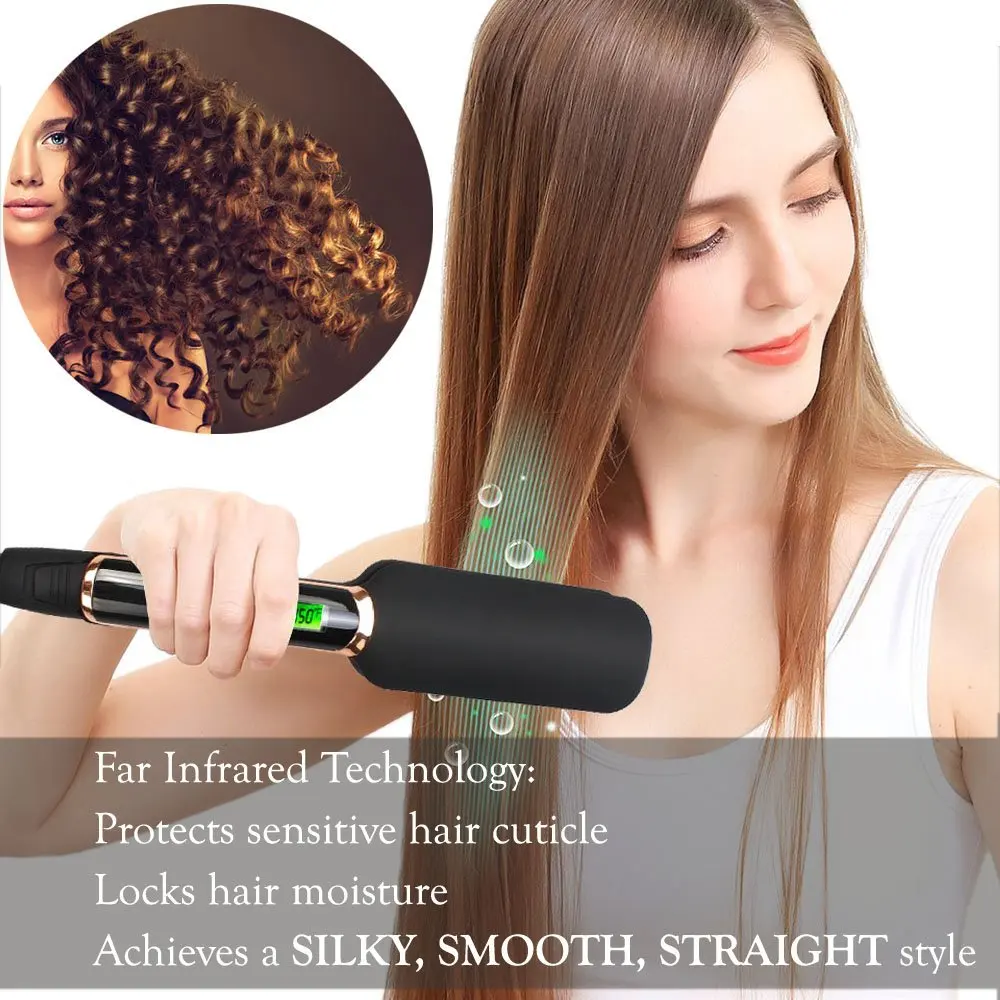 Infrared Hair Straightener 2 Inch Wide Flat Iron Ceramic Instant MCH