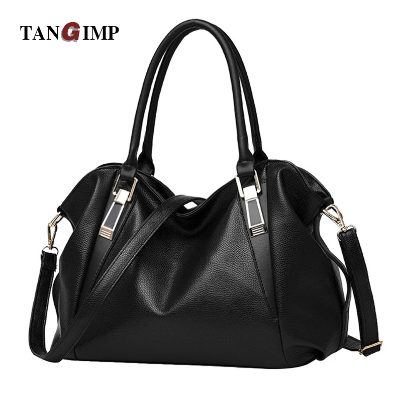 

TANGIMP Women Leather Handbags Ladies Hobos Shoulder Cross Body Bags Large Capacity Shopping Bag Big Size Tote Bolsa Black 2017