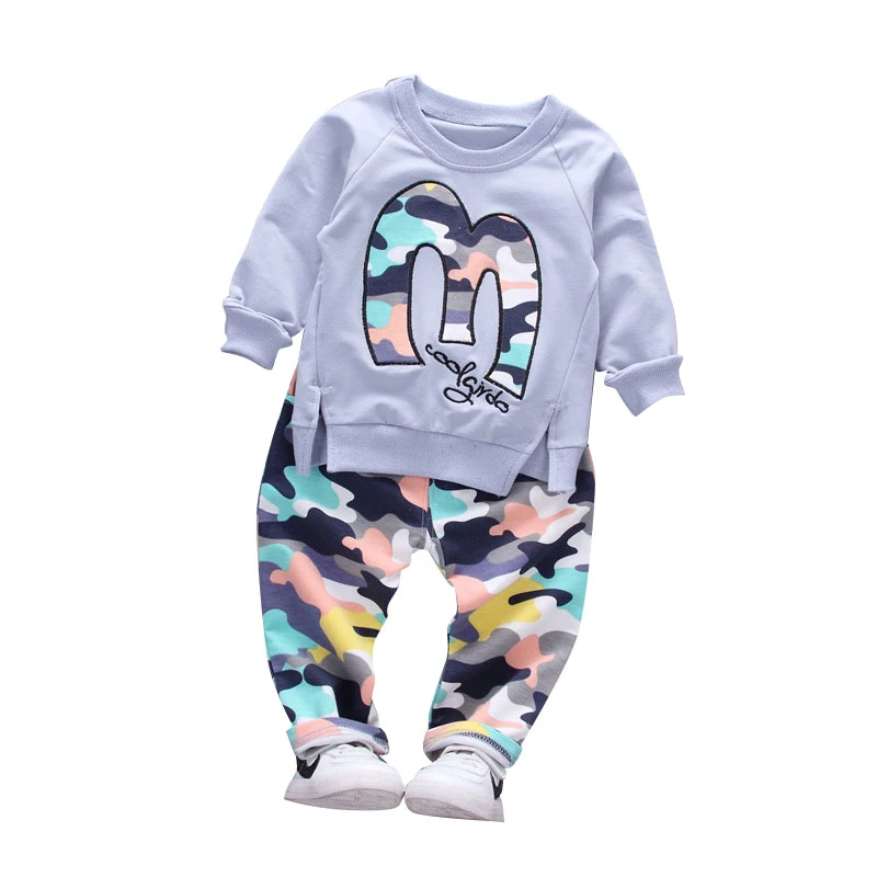 Baby Boy Autumn Clothes Girl Letter M Warm Cotton Clothing Set For Kid Camouflage Jackets Pant 2pcs Fashion Children Sports Suit