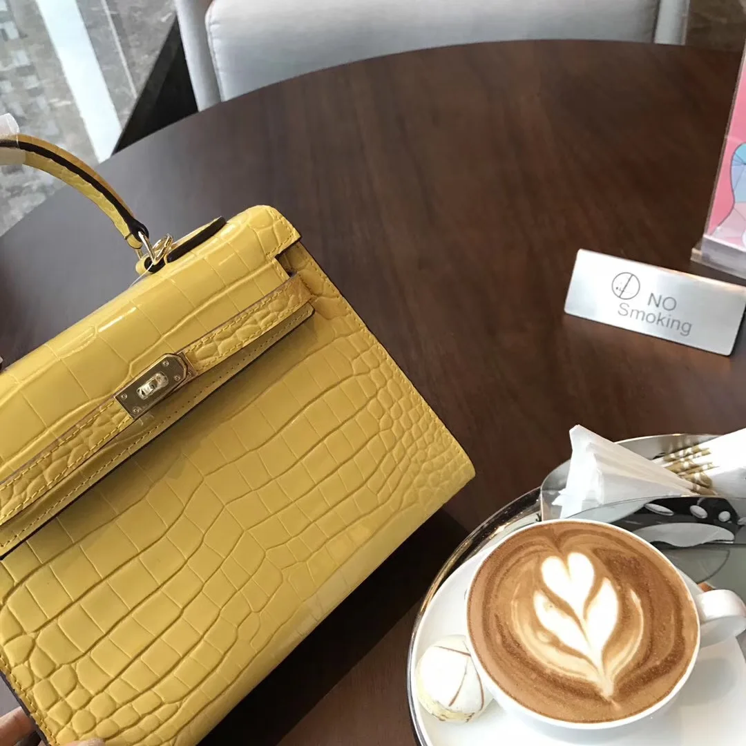 

Crocodile Pattern Women Shoulder Bag Yellow Genuine Leather Messenger Bags Handbags Women Famous Brands Bolsa Feminina