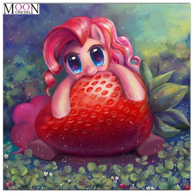 

MOONCRESIN 5D Diy Diamond Painting Cross Stitch Strawberry Fairy Diamond Mosaic Full Round Diamond Embroidery Decoration Cartoon