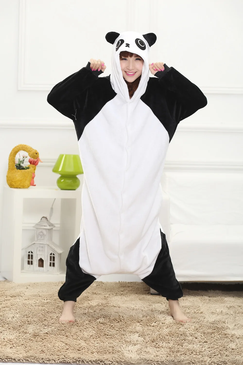 Panda hooded onesie pajama for women, this animal panda onesie pajamas keeps you warm and enjoy your leisure time. Panda like hood makes this onesie pajama look cute. onelainsex.mls: The lovely and eye-catching panda onesie pajama's hood has eyes, mouth, and fluffy ears.
