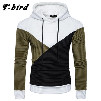

T-bird 2017 Hoodie Men Autumn winter Stitching Casual Men's hoodies Hip Hop Sweatshirt male pullover Brand Cotton Hoody Tracksui