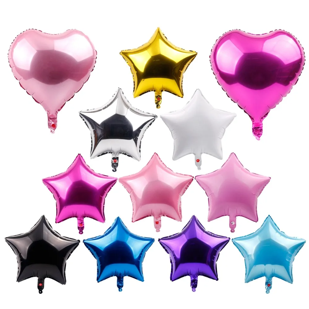 

5pcs 18in Foil Balloon Heart Gold Wedding Balloons Star Birthday Balloon Baby Shower Party Ballon Decoration Helium Baloon Air
