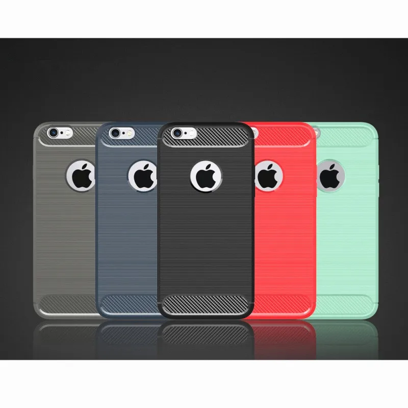 buy For iPhone 6 6S Plus Case Luxury Slim Silicone Soft TPU Phone Case For iPhone 5 5s SE Brushed Carbon Fiber Cover
