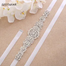 Кристалл жемчуг пояс невесты ручная вышивка стразами Свадебные ремни серебряные Стразы Свадебная лента для свадьбы платья J122S