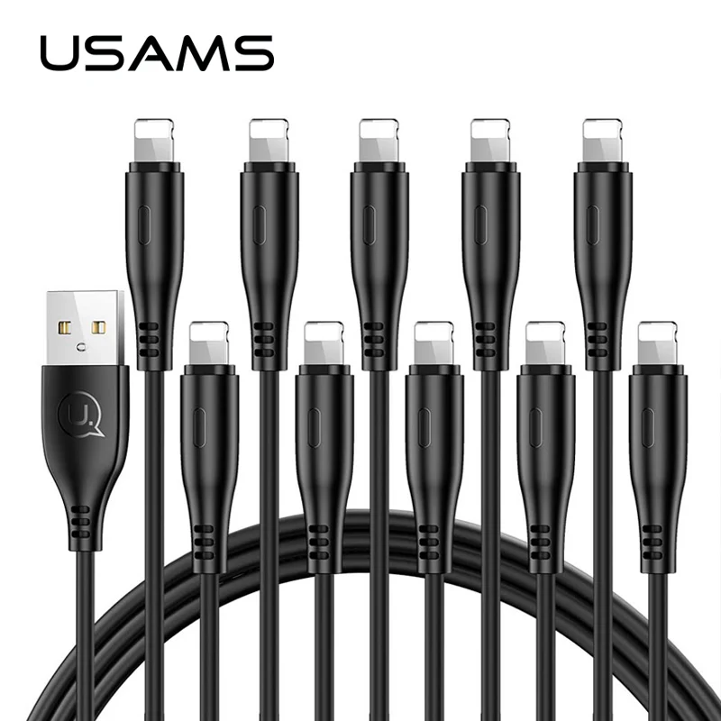 

USAMS 10pcs/a lot Cable for iPhone 7 cable,1m/2m 2A Fast Charging Data cable for iPhone XR XS Max X 8 7 6 ios 12 11 10 usb cable