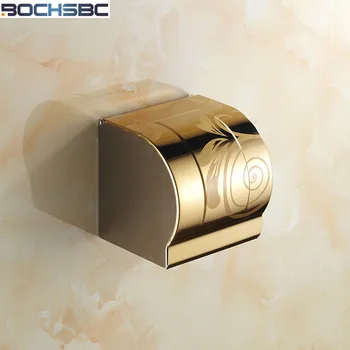 

BOCHSBC Stainless Steel Toilet Roll Holder Bathroom Holder Waterproof Thicken Gold Roll Paper Box