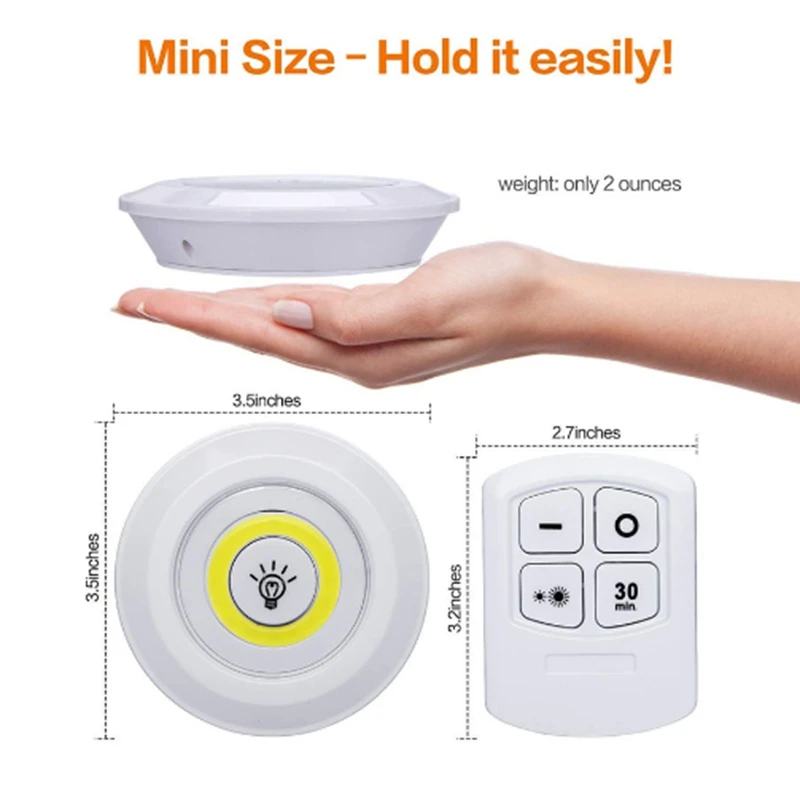 New dimmable LED cabinet light with remote control battery-powered LED wall lamp wardrobe bathroom cabinet lighting
