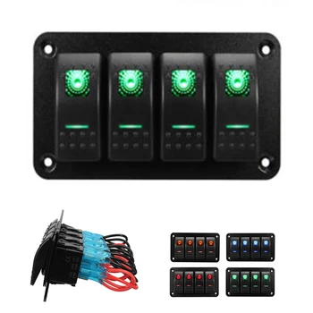 

Universal Car Caravan Marine Boat 12V 24V 4 Gang Dual LED Light Bar Rocker Switch Panel