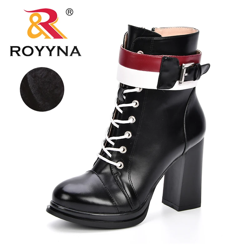 

ROYYNA Hot New Autumn Early Winter Shoes Women High Heels Boots Fashion Keep Warm Women's Boots Brand Woman Ankle Botas Trendy