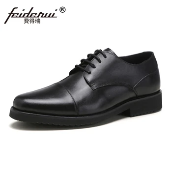 

New Arrival Genuine Leather Man Formal Dress Wedding Shoes Fashion Round Toe Lace up Banquet Party Men's Derby Footwear SS28