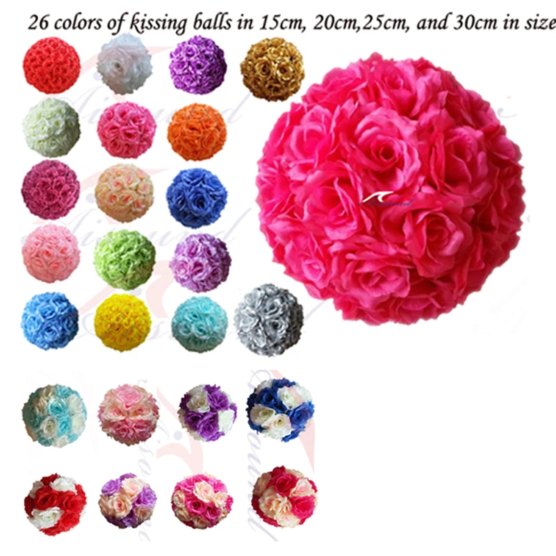 Various Colors For Decor & Centerpieces 10" Silk Roses Floral Kissing Ball 