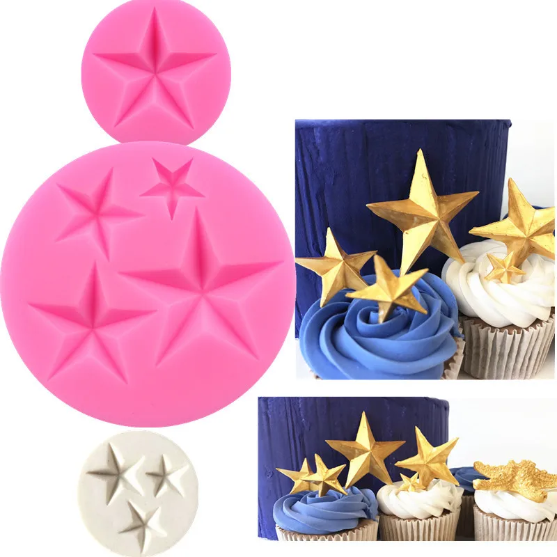 

3D Pentagram Star Silicone Cake Mold Ice Cube Tray Chocolate Cookie Fondant Cupcake Mould Non-stick Creative Baking Bakeware