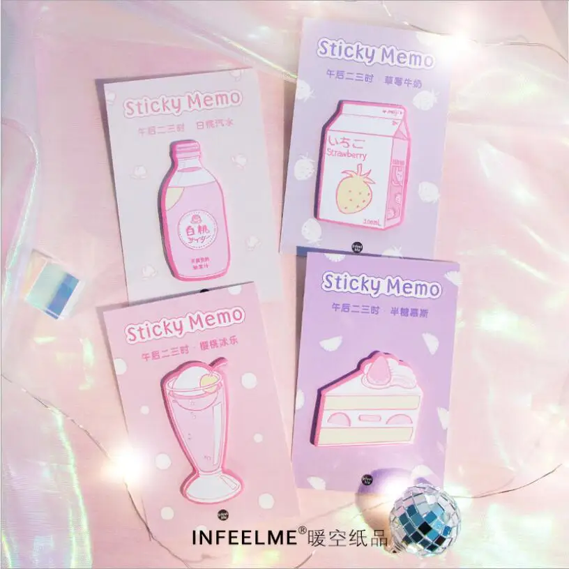 

30pcs/Lot Ins style Lovely Drink Food Label Sticky Notes Post Memo Pad Kawaii Stationery School Supplies Planner Stickers Paper