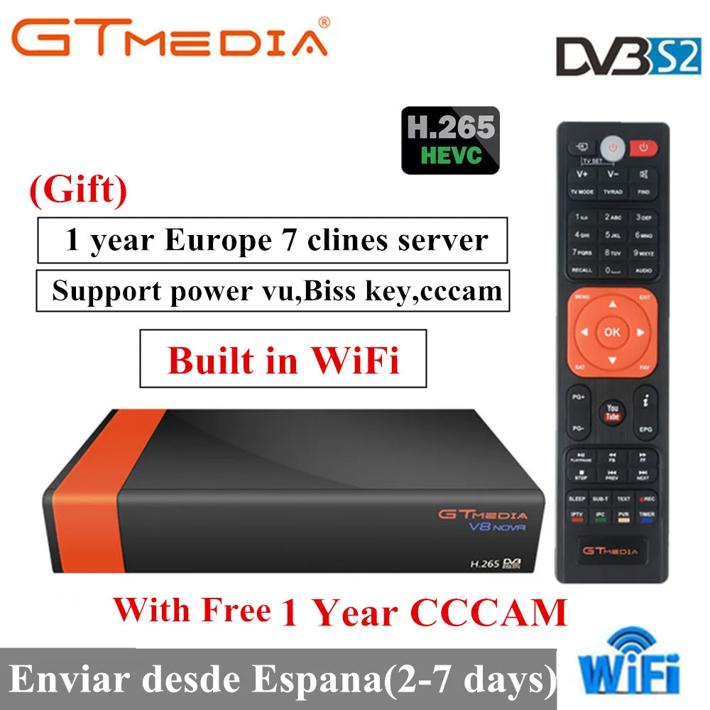 Горячая Распродажа Freesat V8 спутниковый ТВ приемник Gtmedia V8 Nova встроенный Wifi 1 год Clines для Испании DVB-S2 Full HD H.265 Sat декодер