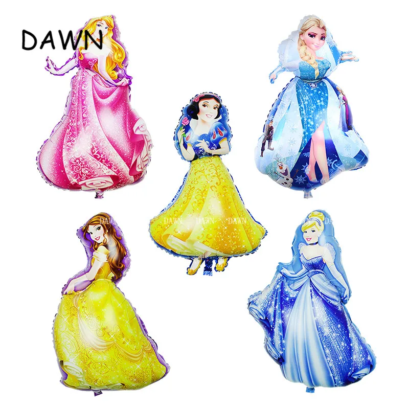 

95*55cm Large Belle Elsa Anna Cinderella Snow White Five Princess Mermaid Sofia helium Balloons girl birthday Supplies toy Decor