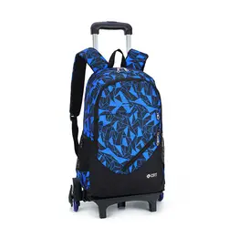 Голубой рюкзак последние съемные детские школьные сумки с 2/6 колесами лестницы ребенок Мальчики Девочки школьный ранец на колесиках