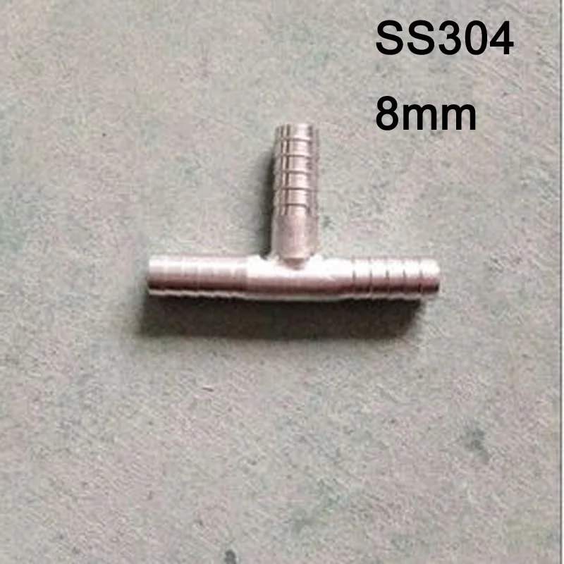 

2PCS/lot 8mm T-Shape 3 Ways Hose Barb Brass Tee Pipe Fitting SS304 Straight Copper Barbed Couple For Air Water Oil Pipe