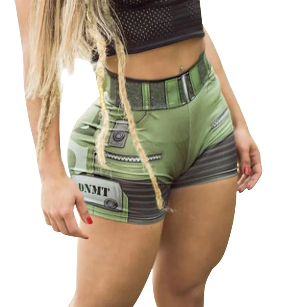 

2019 Fashion Women Sport Yoga Shorts Push Up Hip Printed Seamless Yoga Shorts Running Gym Training Sportwears Workout Trunks