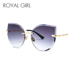 Королевские роскошные женские солнцезащитные очки кошачий глаз, брендовые дизайнерские солнцезащитные очки без оправы, женские розовые коричневые очки с металлической оправой ss765