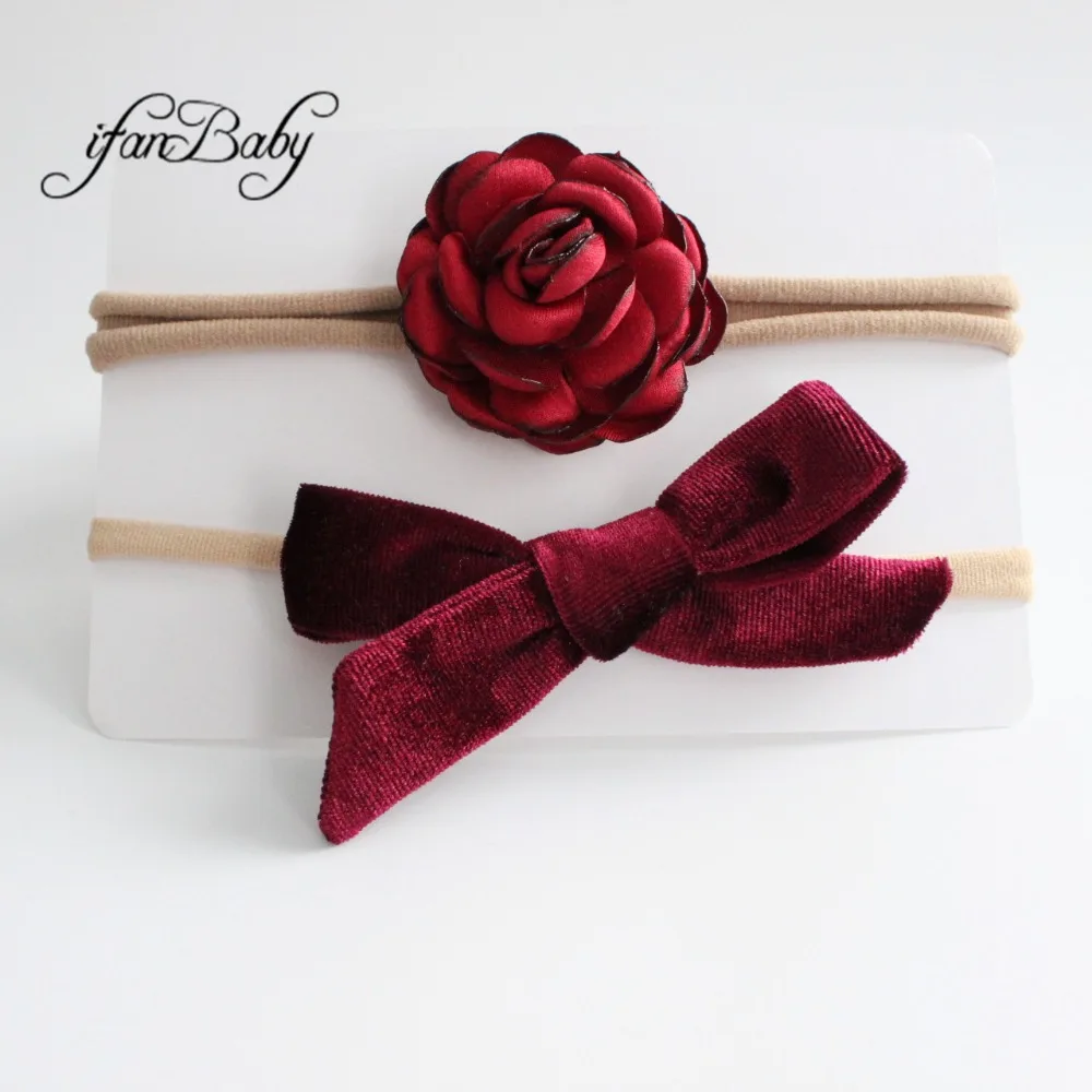 kids girl fabric flower headband nylon headband (14)