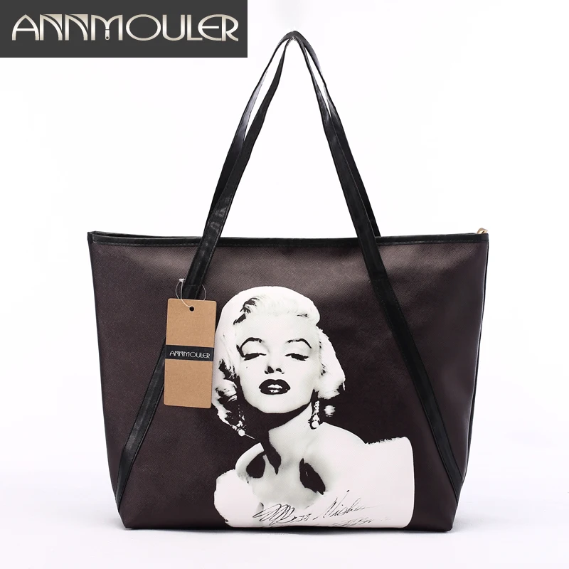 2016 New Fashion Women's Large Capacity Bag 3D Print Marilyn Monroe Shoulder Bag Office Lady Bag Pu Leather Black Shoulder Bag 2016 New Fashion Women's Large Capacity Bag 3D Print Marilyn Monroe Shoulder Bag Office Lady Bag Pu Leather Black Shoulder Bag