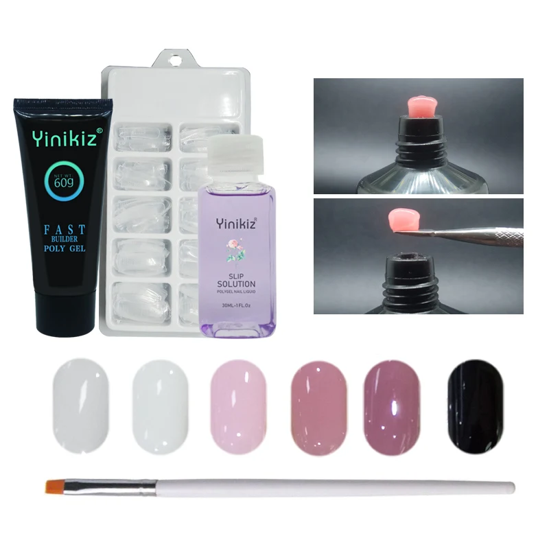 

Yinikiz 60ml 6 Colors Extend Acrylic Poly Gel Set Fast UV Builder Gel Slip Solution Nail Polish Polygel Tools Kit