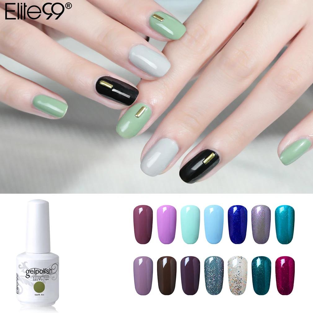 

Elite99 Pure Color Soak Off Nail Polish Semi Permanent Nail Gel Lacquer Stamping 15ml Soak Off Gel Nail Polish Gel Varnish