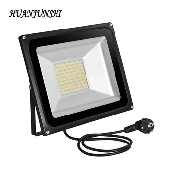 

New 100W SMD LED Floodlight With EU Plug AC220V 7000lms LED Spot Light 100 Watt Led Flood Light Outdoor Lighting IP65 waterproof
