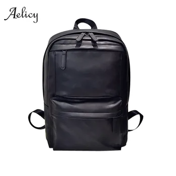 

Aelicy Men's Women's Leather Backpack Laptop Satchel Travel School Rucksack Bag korean fashion backpack schoolbag Brown/Black