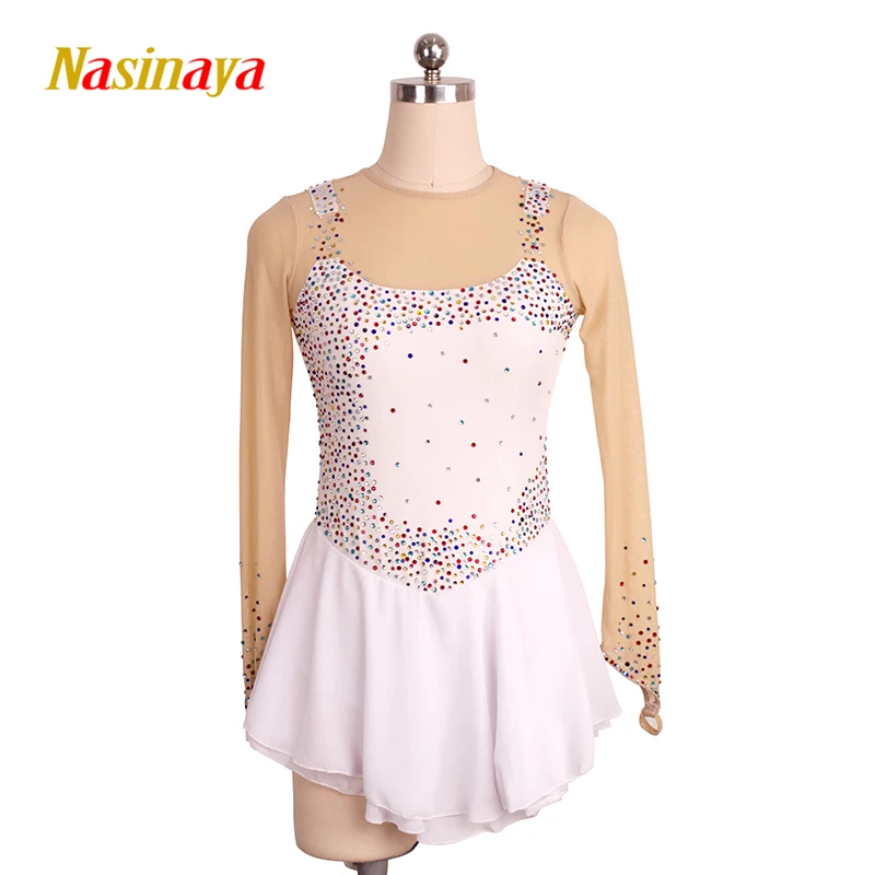 

Nasinaya Figure Skating Dress Customized Competition Ice Skating Skirt for Girl Women Kids Performance Coloured Rhinestones