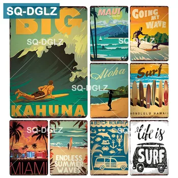 

[SQ-DGLZ] MIAMI Metal Tin Sign SURF Plaque Paint Going My Wave Wall Decor Aloha Painting Plaques