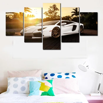 

Hot Framed Printed White Supercar HD Poster Painting Children'S Room Decor Print Poster Picture Canvas Free Shipping