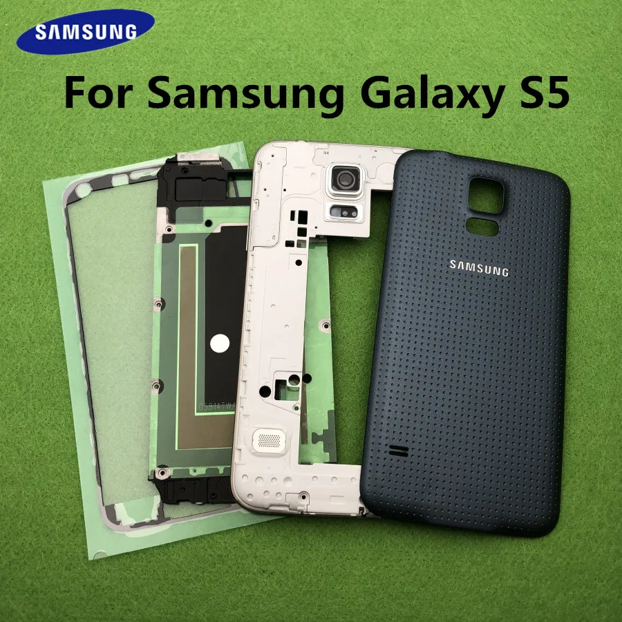 

Full Housing Case Front Bezel+Middle Frame+Rubber Seal Back Cover Replacement For Samsung Galaxy S5 SV G900 I9600 G900F G900H/P