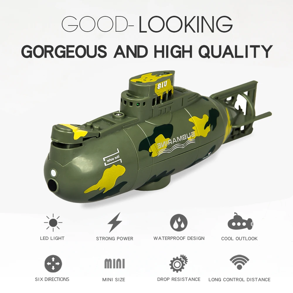 

RC Submarine Mini Boat 3.7V Plastic 3311M Mini Submarine Boat RC Toy Remote Control Boat Waterproof Diving Gift for Kids