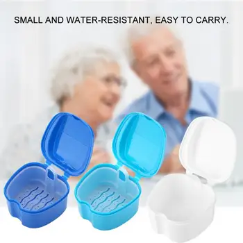 

Denture Bath Box Case Dental False Teeth Storage Box with Hanging Net Container Plastic artificial tooth Organizer