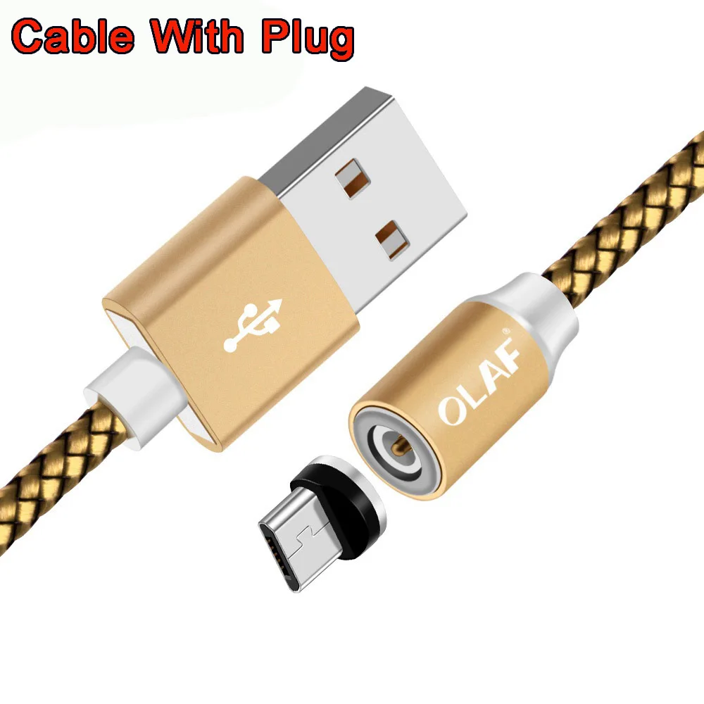 Магнитный кабель Олаф для iPhone Xs X 8 7 Plus, магнитное зарядное устройство, кабель Micro usb type C для Xiaomi samsung S9 S8 huawei mate 20 Pro - Цвет: Gold Cable Plug