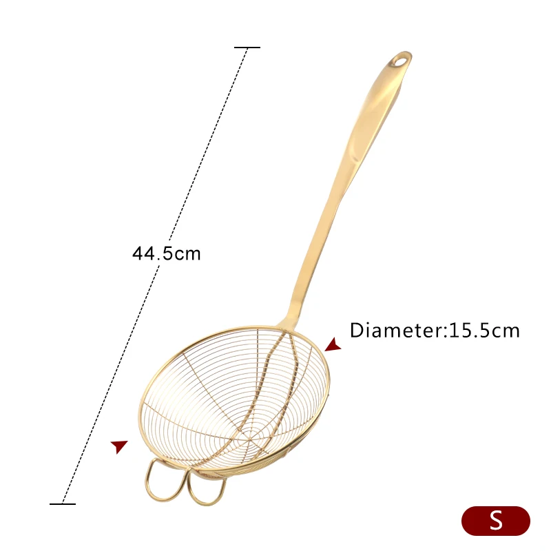 1 шт. сетчатый фильтр горячий горшок шумовка фильтр овальная мелкая сетка пищевое масло ковш-сито нержавеющая сталь кухонная утварь - Цвет: Gold-S-1 Pcs