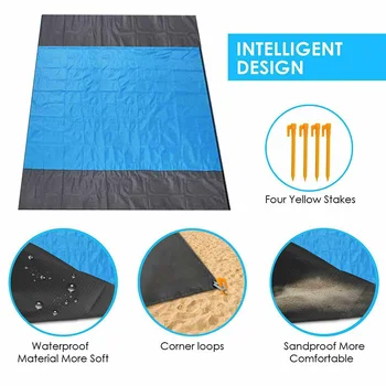 

210x200cm Sand Free Beach Mat Outdoor Picnic Blanket Rug Mattress Pad YA88