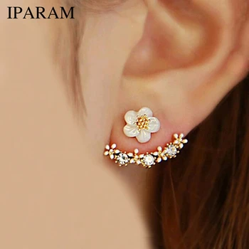 

IPARAM 2019 Korean Fashion Imitation Pearl Earrings Small Daisy Flowers Hanging After Senior Female Jewelry Wholesale