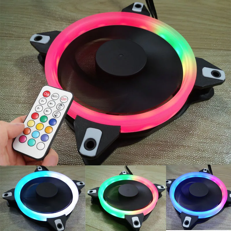 

12cm LED CPU Fan Mute RGB Adjustable Quiet Cooler Computer Case PC Cooling Fans 8 DJA99