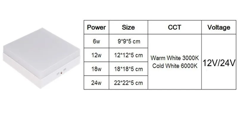 interiores, 12v, 24v, 6w, 12w, 18w e 24w