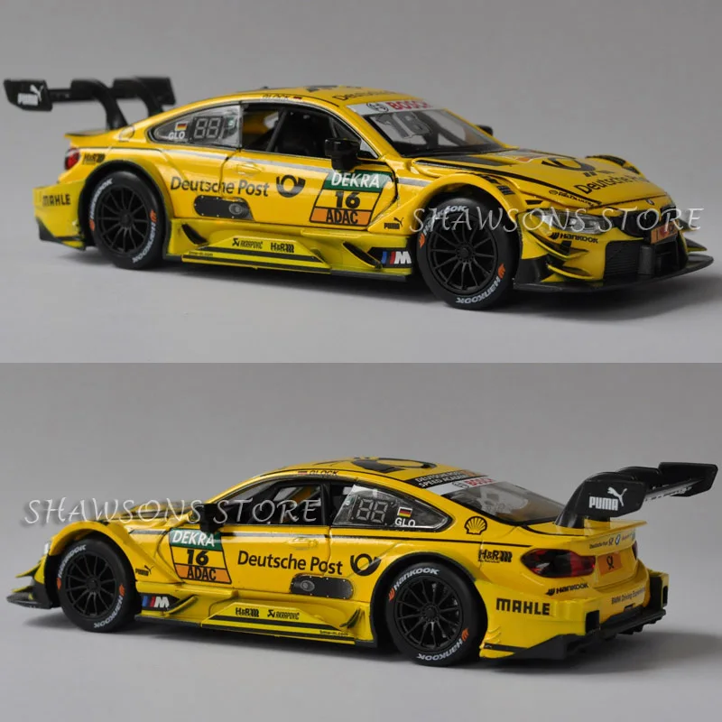 Diecast Car Model Toys 1:32 M4 DTM Racing Team Painting Pull Back Replica with Sound& Light