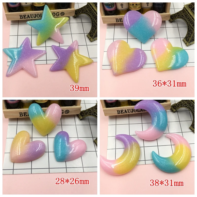 

Free Shipping! Resin Kawaii Drippy Star, Kawaii Moon Cute Heart Resin Flat Back Cabochons for Hair Bow Center,Scrapbooking, DIY