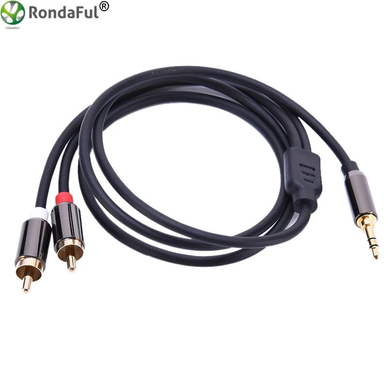 Rondaful 3 5 мм разъем для 2 RCA аудио кабель адаптер 1 м 8 4 7 разветвитель Aux домашнего