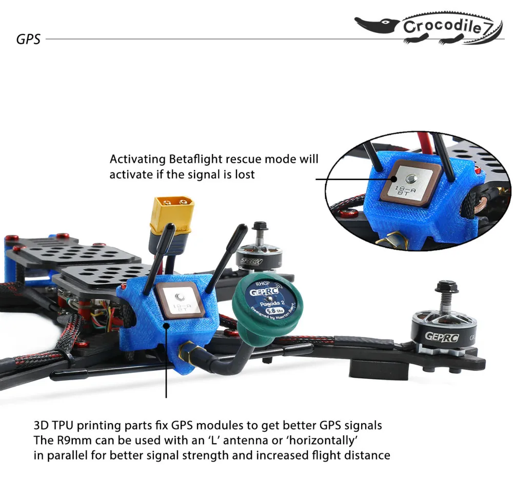 GEPRC крокодил LC7 1080P большой радиус действия FPV Дрон 7 дюймов 315 мм Колесная база с Runcam Сплит 2S для FPV аэрофотосъемка 6S батарея