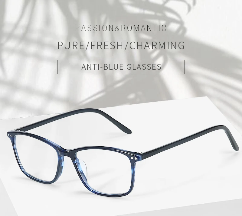 Acetate Prescription Glasses Frame Women Anti Blue Light CR39 Lenses Eyeglasses Female Square Spectacle Eyewear (1)
